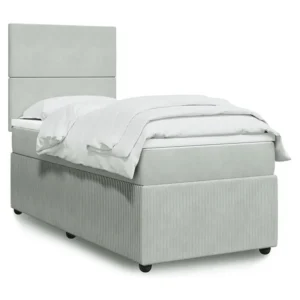 Cama com molas/colchão 90x200 cm veludo cinza-claro com Garantia Estendida