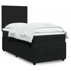 Cama com molas/colchão 90x200 cm veludo preto com Gavetas de Armazenamento