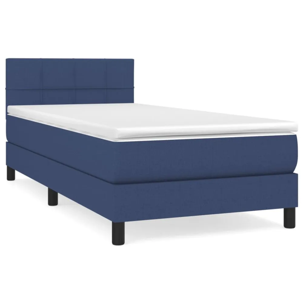 Cama com molasemcolchão 100x200 cm tecido azul | Montagem Inclusa