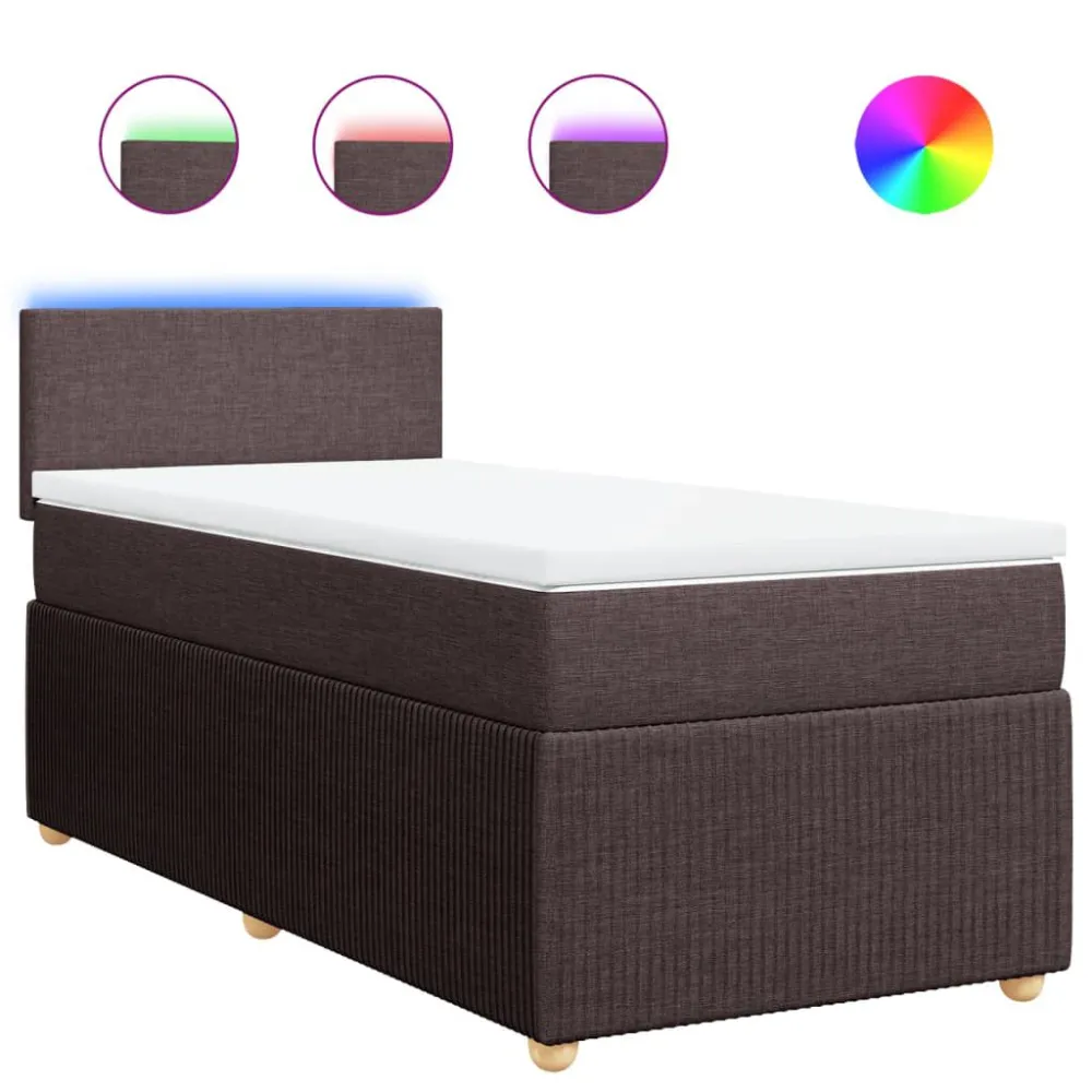 Cama com molasemcolchão 100x200 cm tecido castanho-escuro com Cabideiro Incluso
