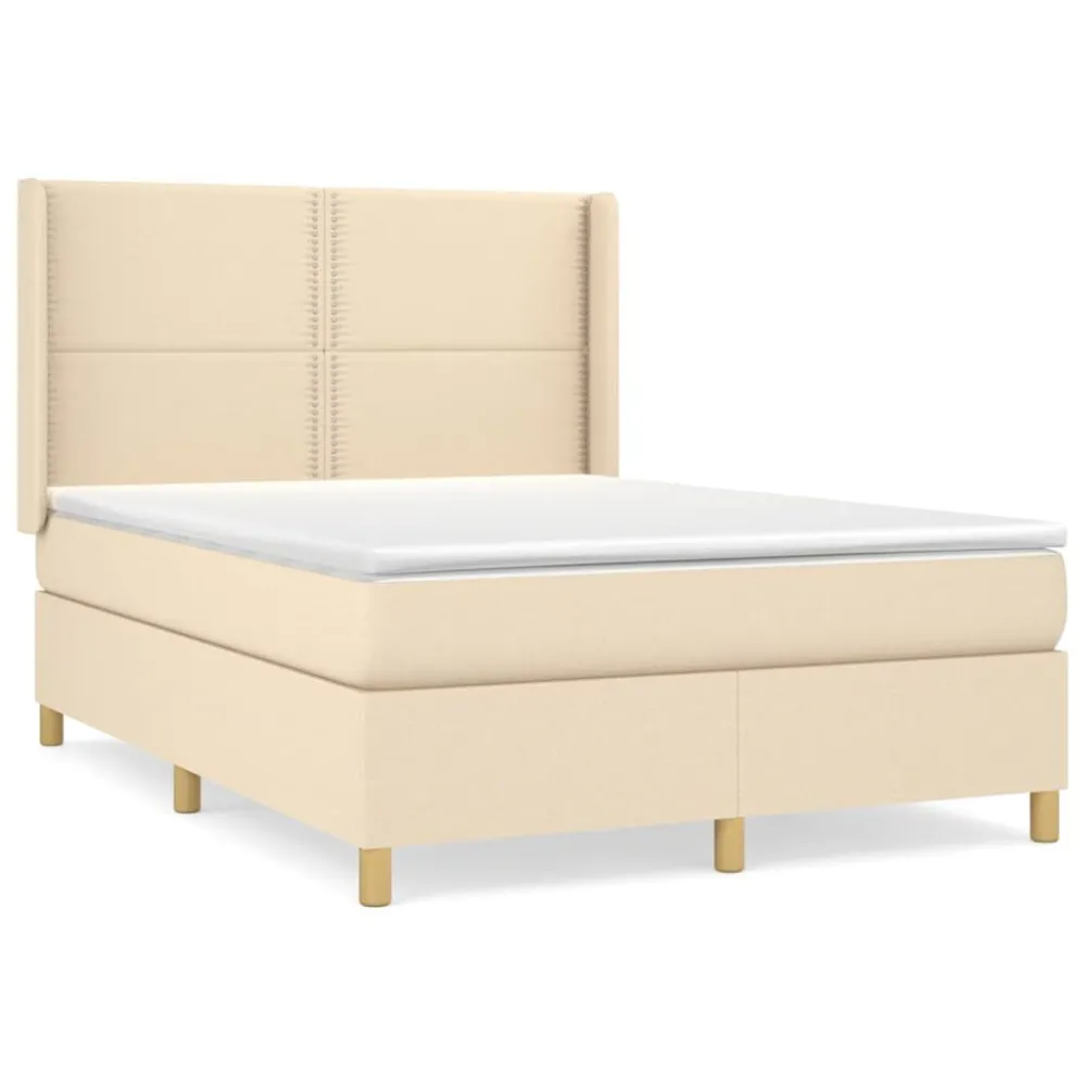 Cama com molasemcolchão 140x190 cm tecido cor creme Medidas Queen Size
