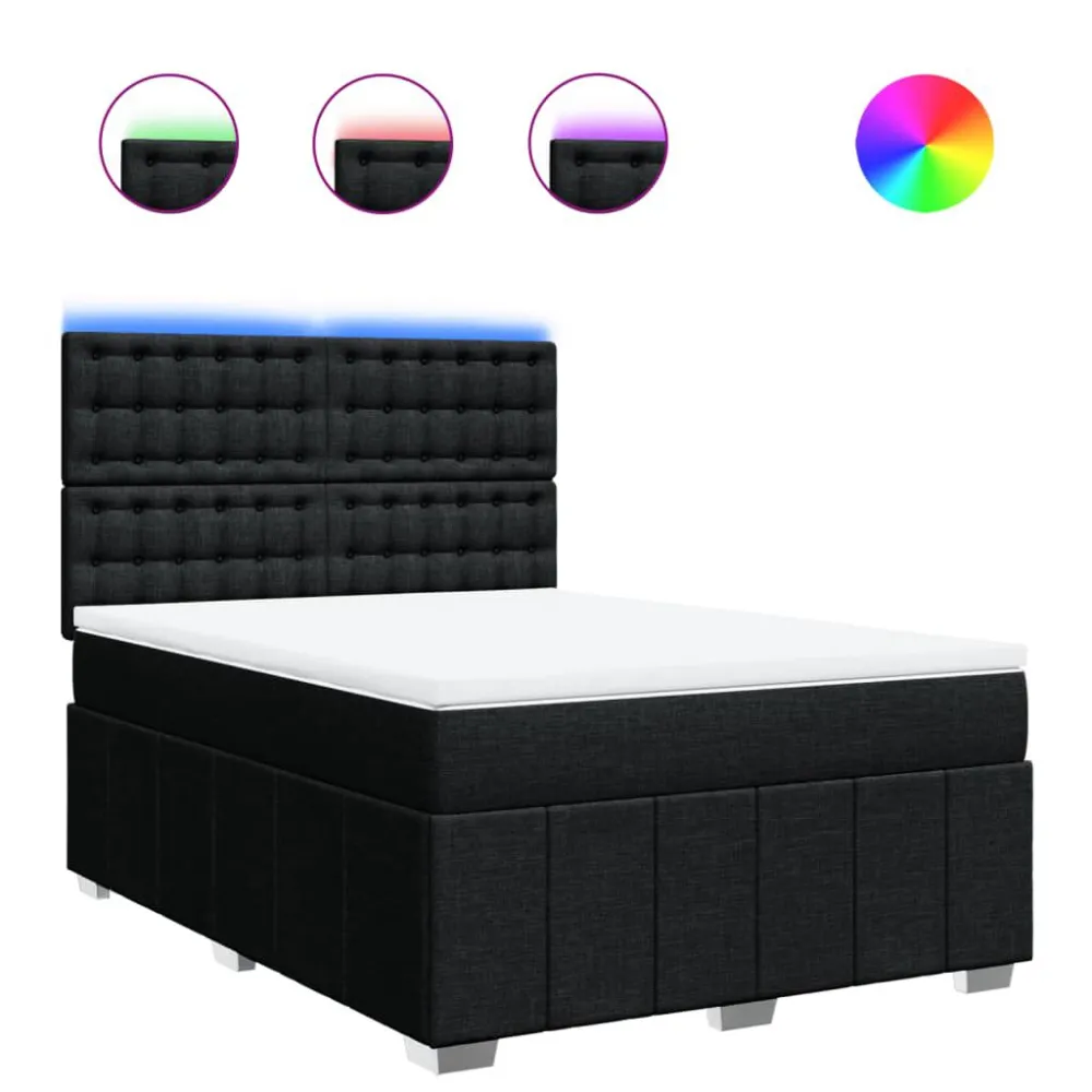 Cama com molasemcolchão 140x190 cm tecido preto em Pinho Natural