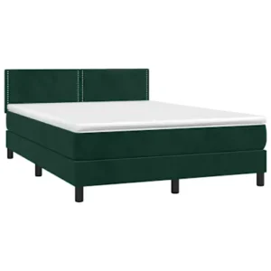 Cama com molasemcolchão 140x190 cm veludo verde-escuro com Garantia Estendida