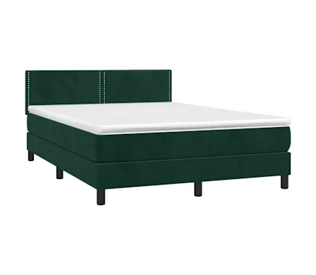 Cama com molasemcolchão 140x190 cm veludo verde-escuro com Garantia Estendida