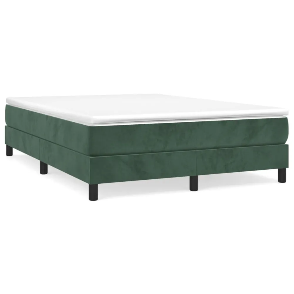 Cama com molasemcolchão 140x190 cm veludo verde-escuro em Pinho Natural