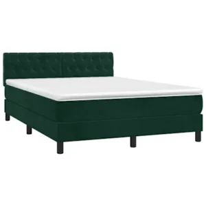 Cama com molasemcolchão 140x190 cm veludo verde-escuro com Colchão Incluso
