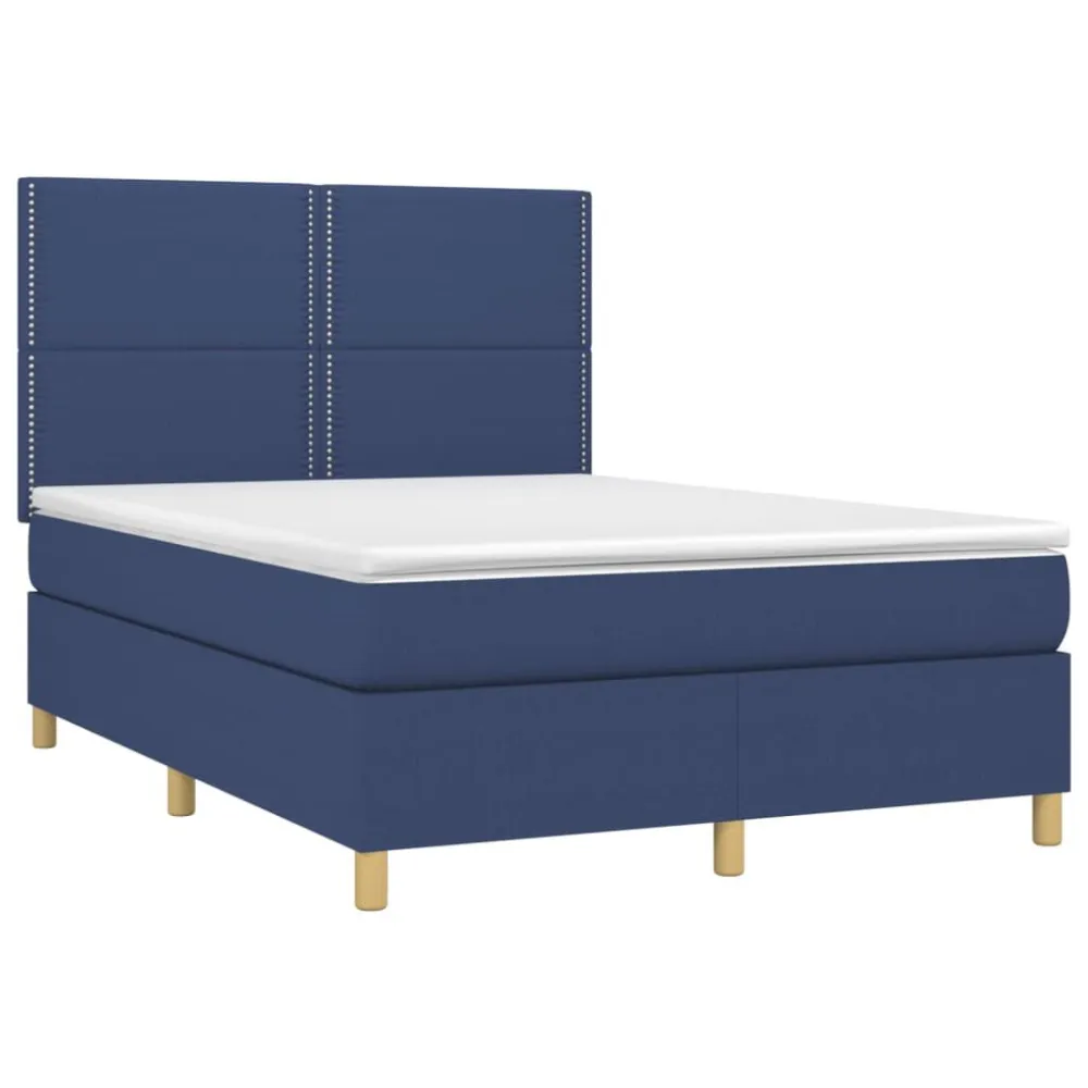 Cama com molasemcolchão 140x200 cm tecido azul com Garantia Estendida