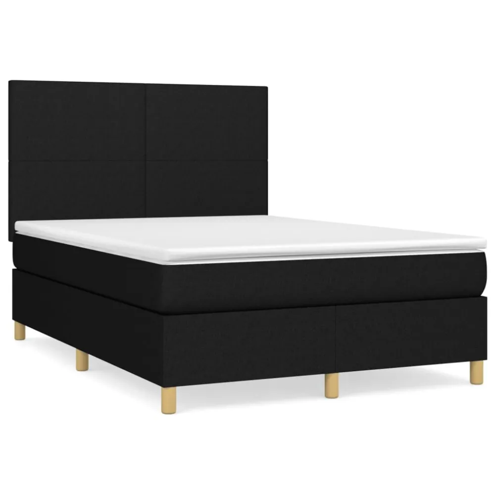 Cama com molasemcolchão 140x200 cm tecido preto com Garantia Estendida
