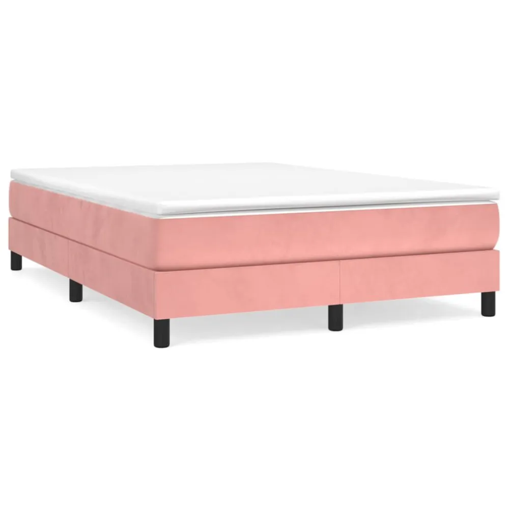Cama com molasemcolchão 140x200 cm veludo rosa para Quartos de Casal