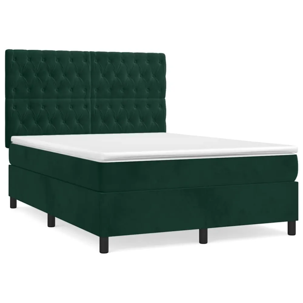 Cama com molasemcolchão 140x200 cm veludo verde-escuro Edição com Espelho