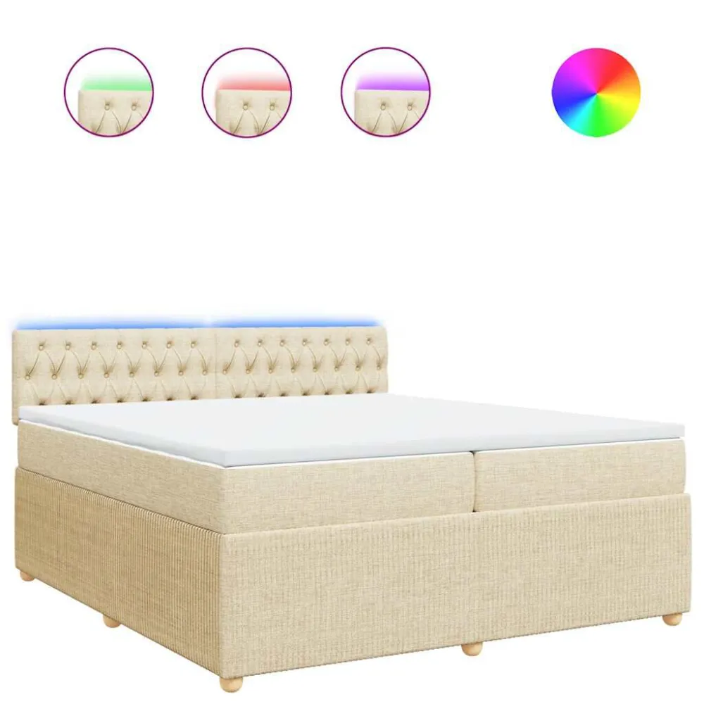 Cama com molasemcolchão 200x200 cm tecido cor creme em Pinho Natural