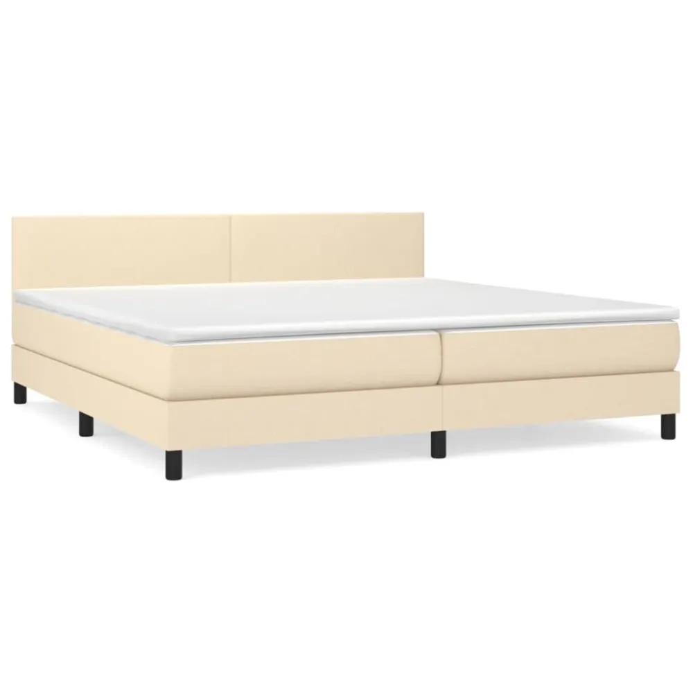 Cama com molasemcolchão 200x200 cm tecido cor creme Fácil Montagem