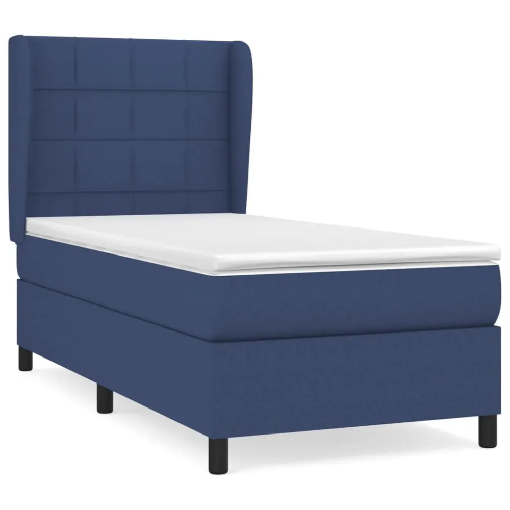 Cama com molasemcolchão 80x200 cm tecido azul | Montagem Inclusa