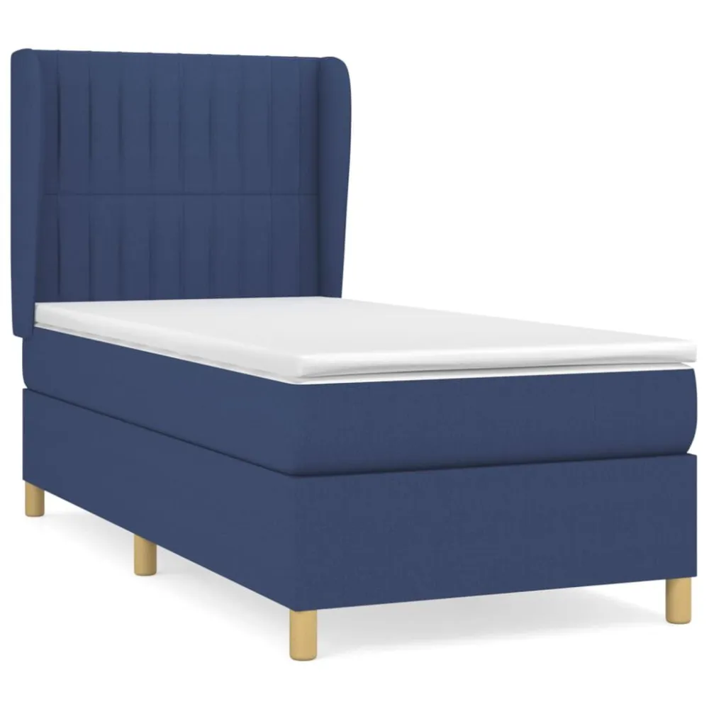 Cama com molasemcolchão 90x190 cm tecido azul com Colchão Incluso