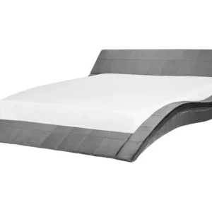 Cama de água de casal em veludo cinzento 180 x 200 cm VICHY