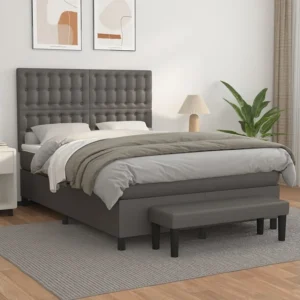 Cômoda Organizadora Cama com molas/colchão 140x190 cm couro artificial cinzento