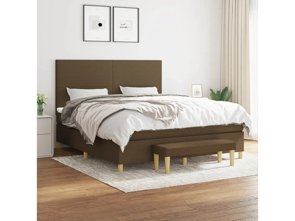 Cômoda Organizadora Cama com molas/colchão 160x200 cm tecido castanho-escuro