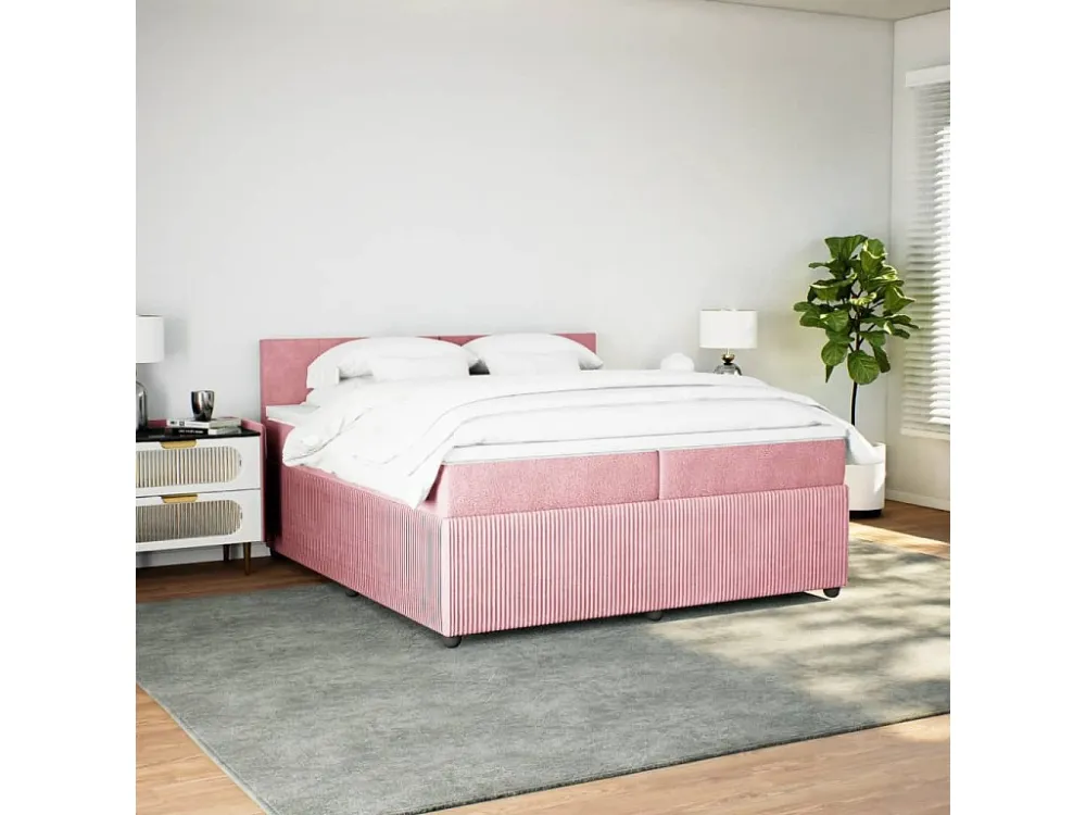 Cômoda Organizadora Cama com molas/colchão 200x200 cm veludo rosa