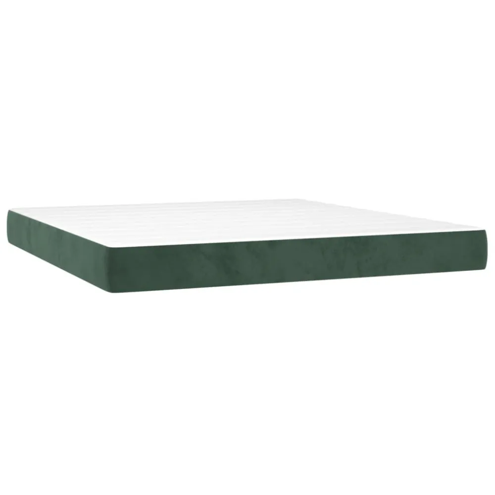 Colchão de molas ensacadas 180x200x20 cm veludo verde-escuro | Design Escandinavo |