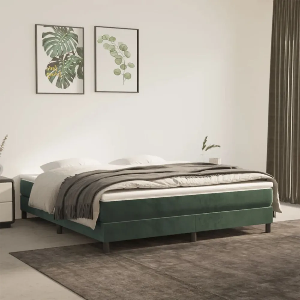 Colchão de molas ensacadas 180x200x20 cm veludo verde-escuro | Design Escandinavo |