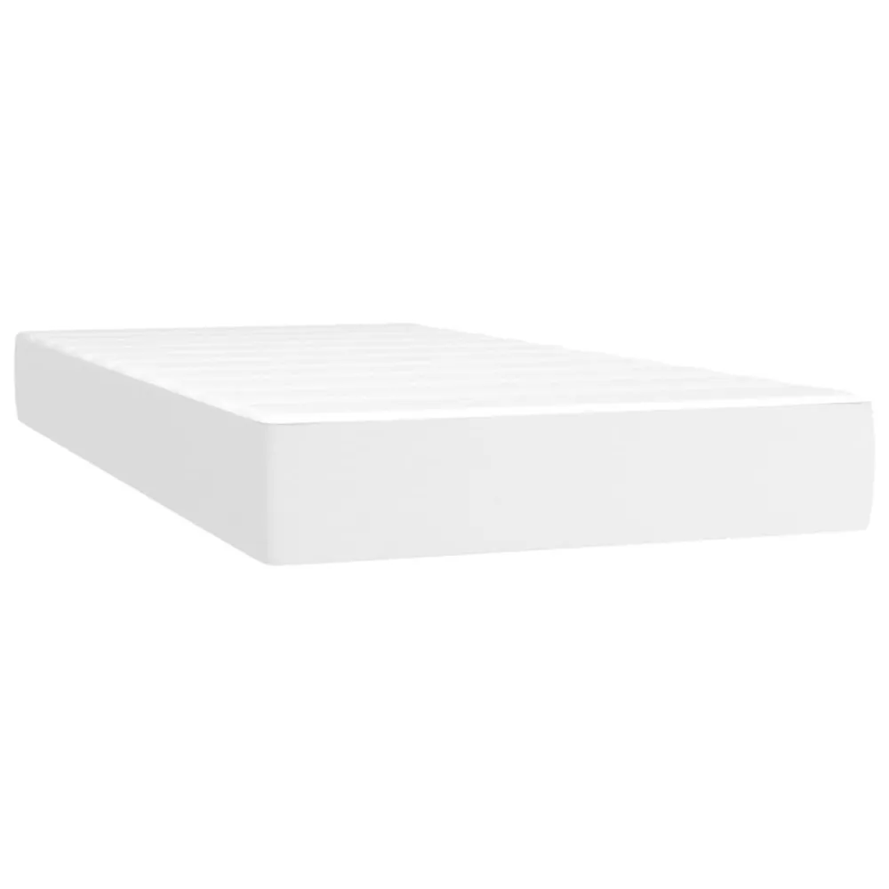 Colchão de molas ensacadas 90x190x20 cm couro artificial branco