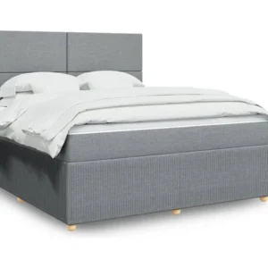 Conjunto Completo para Quarto Cama com molas/colchão 180x200 cm tecido cinzento-claro