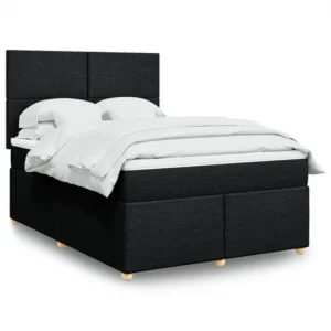 Conjunto Completo para Quarto Cama com molas/colchão 140x190 cm tecido preto