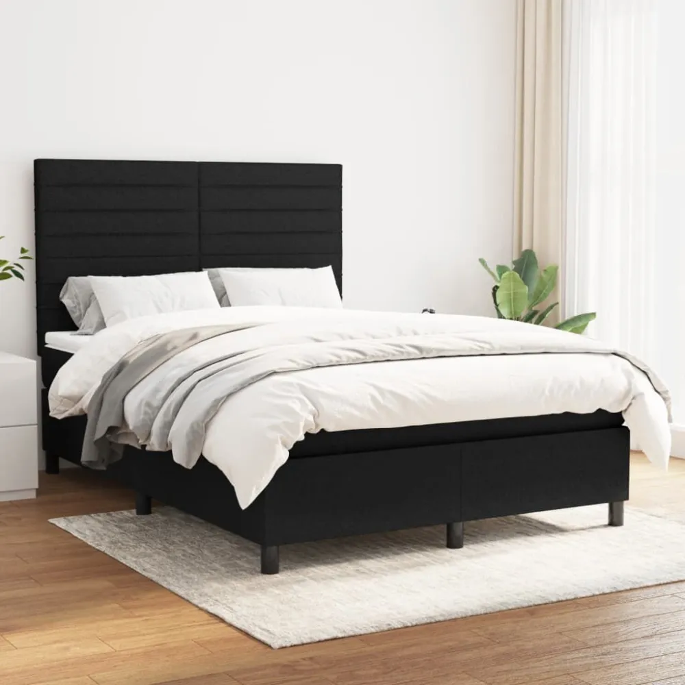 Conjunto Completo para Quarto Cama com molasemcolchão 140x200 cm tecido preto