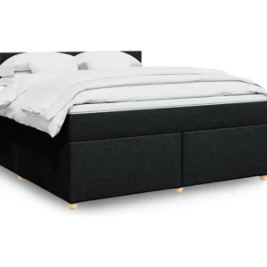Conjunto Completo para Quarto Cama com molas/colchão 180x200 cm tecido preto