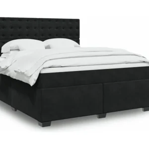 Conjunto Completo para Quarto Cama com molas/colchão 180x200 cm veludo preto