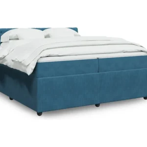 Conjunto Completo para Quarto Cama com molas/colchão 200x200 cm veludo azul