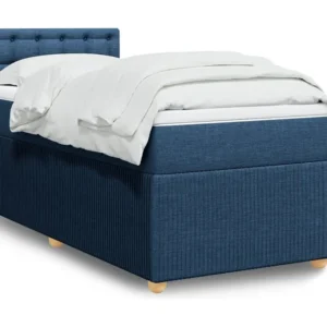Conjunto Completo para Quarto Cama com molas/colchão 80x200 cm tecido azul