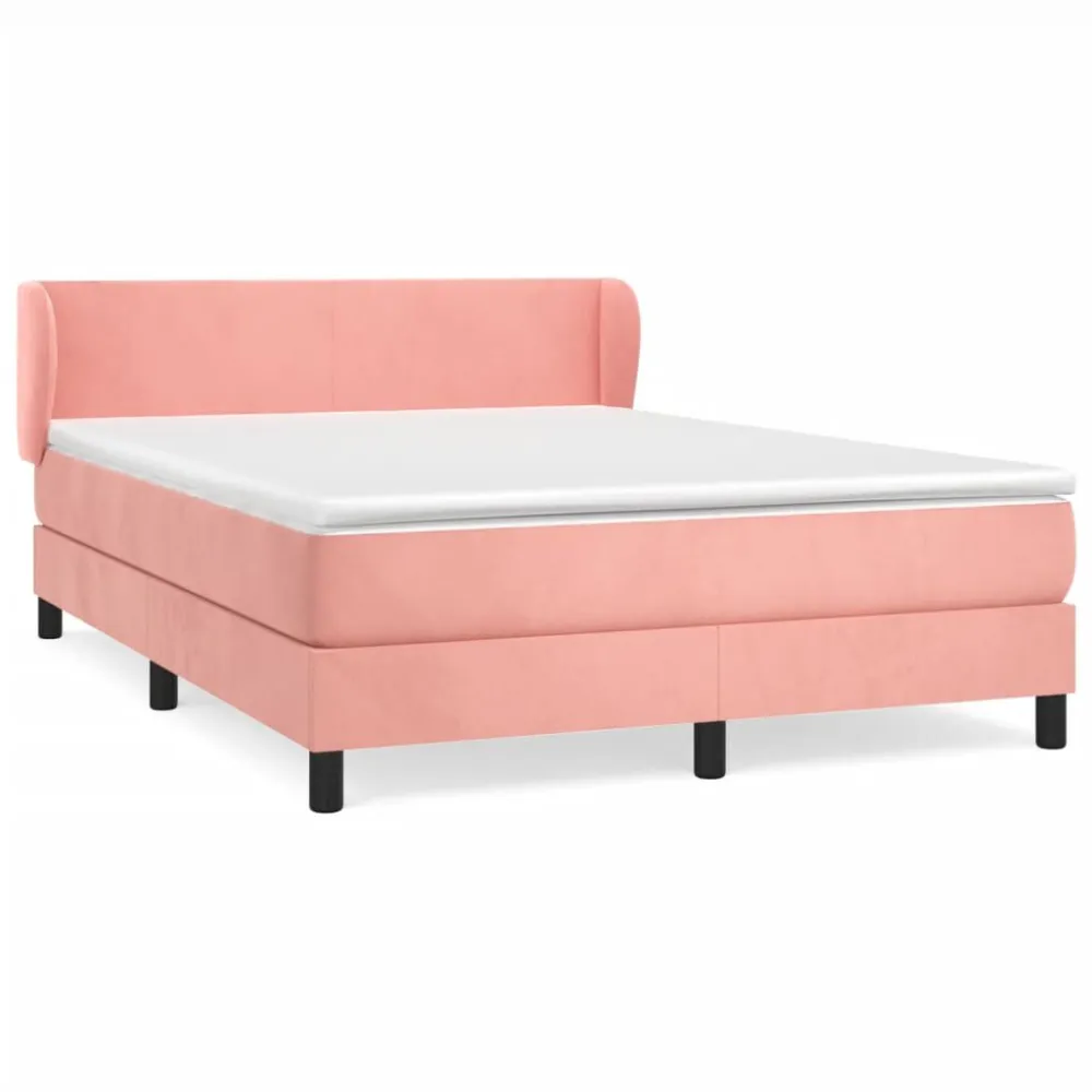Conjunto Completo para Quarto Cama com molasemcolchão 140x190 cm veludo rosa