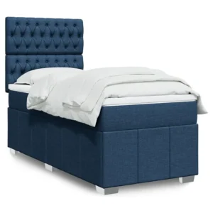 Conjunto Completo para Quarto Cama com molas/colchão 90x200 cm tecido azul