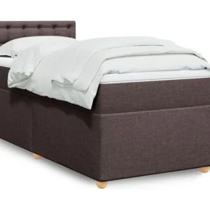 Conjunto Completo para Quarto Cama com molas/colchão 100x200 cm tecido castanho-escuro
