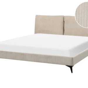Corduroy EU Super King Size Bed Taupe MELLE
