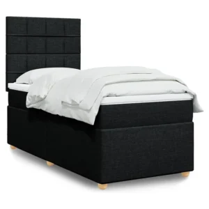 Design de Luxo Cama com molas/colchão 100x200 cm tecido preto