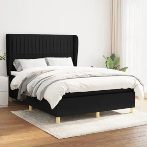 Design de Luxo Cama com molas/colchão 140x190 cm tecido preto