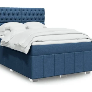 Design de Luxo Cama com molas/colchão 140x200 cm tecido azul