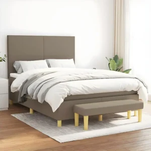 Design de Luxo Cama com molas/colchão 140x200 cm tecido castanho-acinzentado