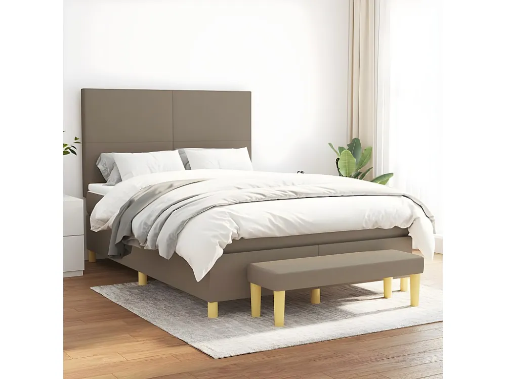 Design de Luxo Cama com molas/colchão 140x200 cm tecido castanho-acinzentado