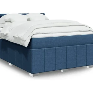 Design de Luxo Cama com molas/colchão 140x200 cm tecido azul