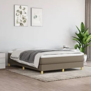Design de Luxo Cama com molas/colchão 140x200 cm tecido castanho-acinzentado