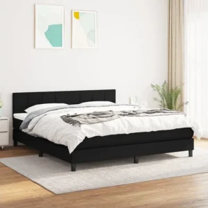 Design de Luxo Cama com molas/colchão 160x200 cm tecido preto