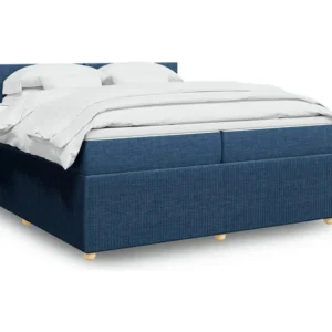 Design de Luxo Cama com molas/colchão 200x200 cm tecido azul