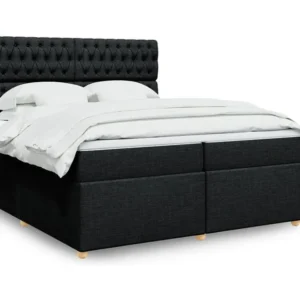 Design de Luxo Cama com molas/colchão 200x200 cm tecido preto