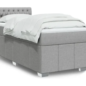 Design de Luxo Cama com molas/colchão 90x200 cm tecido cinza-claro