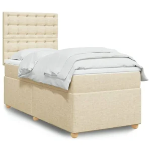 Design de Luxo Cama com molas/colchão 90x200 cm tecido cor crème