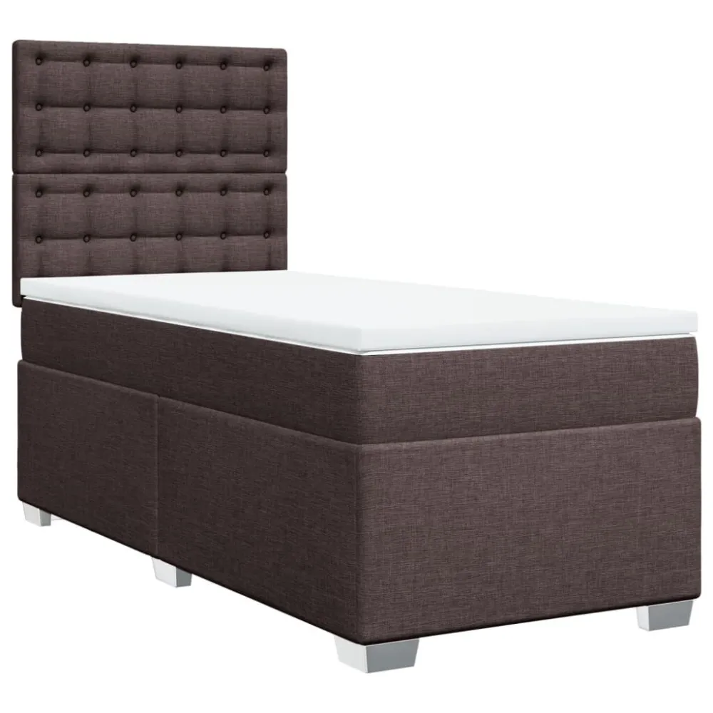 Design de Luxo Cama com molasemcolchão 100x200 cm tecido castanho-escuro
