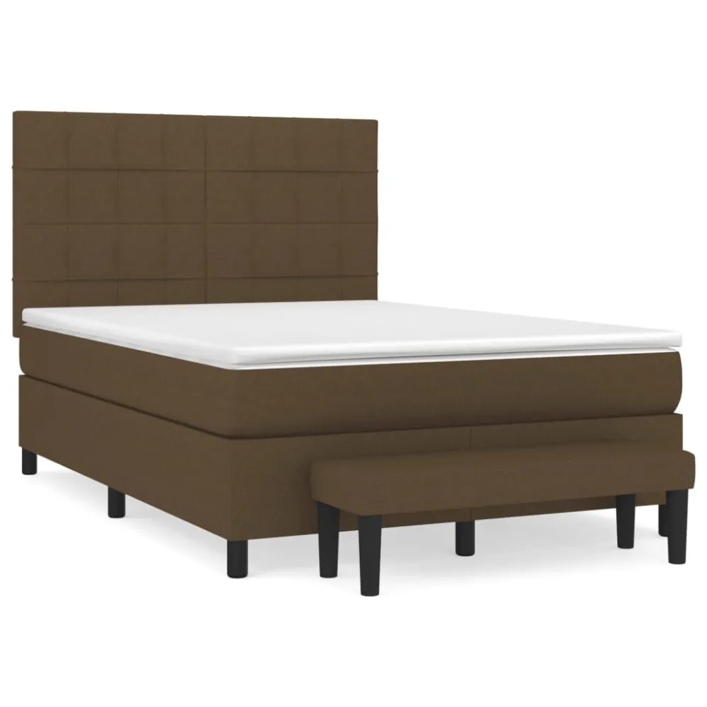 Design de Luxo Cama com molasemcolchão 140x200 cm tecido castanho-escuro